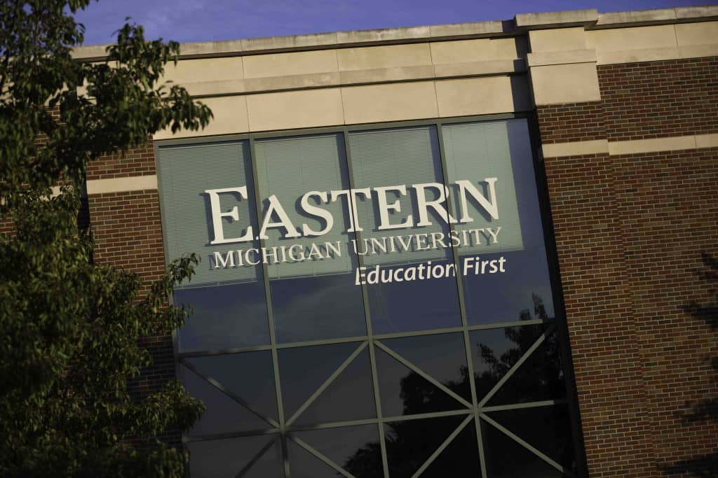 Eastern Michigan University Sign on Building