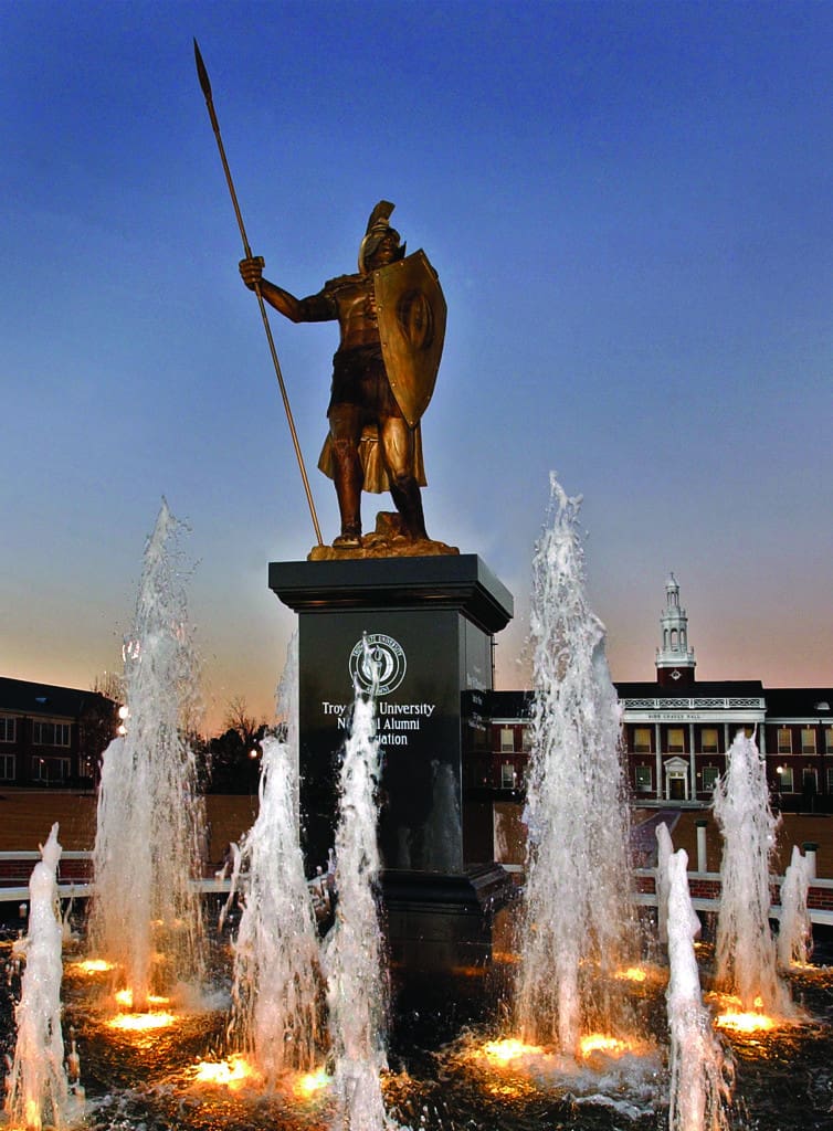 Troy U Fountain and Statue